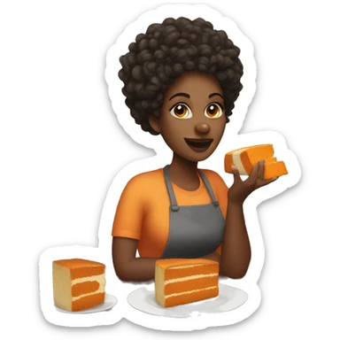 Black woman with curly hair eating sweet potatoe pound cake  sticker