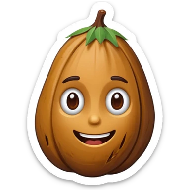 cute (dried) date fruit sticker. Drie dates have dark brown color are oblong, kind of crumpled like prunes. no stem. By cure i mean it may be cartoonified, may include face features. sticker