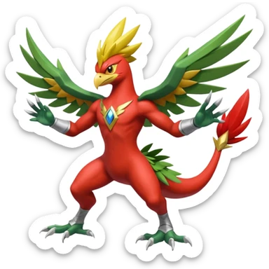 Blaziken-Sceptile-Hawlucha-fusion sticker