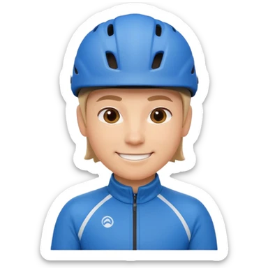 cute cycling coach portrait, head and shoulders only, helmet, sporty jacket, confident smile, 3D cartoon, mobile game icon style, clean background, no text, no watermark
 sticker