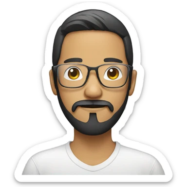 Asian Latino with beard and transparent optical glasses sticker