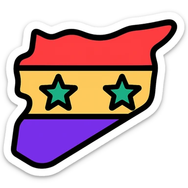 new flag for Syria, abstract shapes, vibrant colors, flat icon style sticker