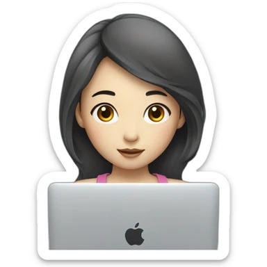 Korean girl with macbook sticker