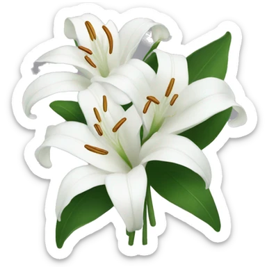 White lilies as a bouquet sticker