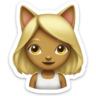 Cat girl Bright yellow and beige in color with bright colors on the belly and muzzles of the body. sticker