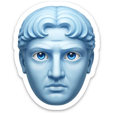 completely white ancient greece marble head sculpture with a blue aura around the background of it sticker