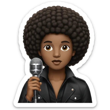 soul music singer with microphone and afro hairstyle sticker