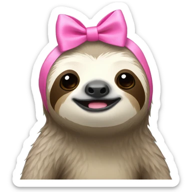 Sloth with a pink bow on top of the head sticker