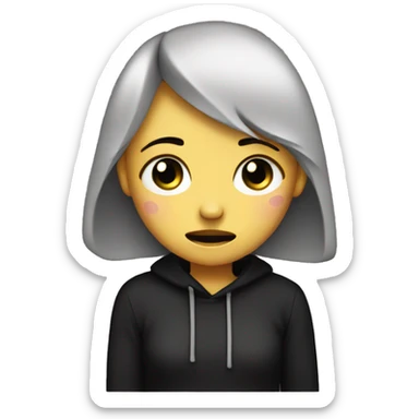 Emoji cry girl with black heart sticker