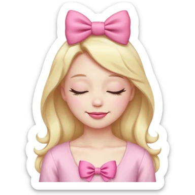 emoji coquette with a pink bow, closed eyes, confident smile, soft aesthetic



 sticker