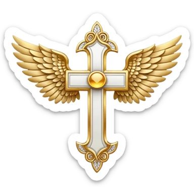 Symbol of cross with  wings on left and right  sticker