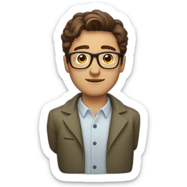 guy with glasses, brown-haired ecologist, thick eyebrows sticker