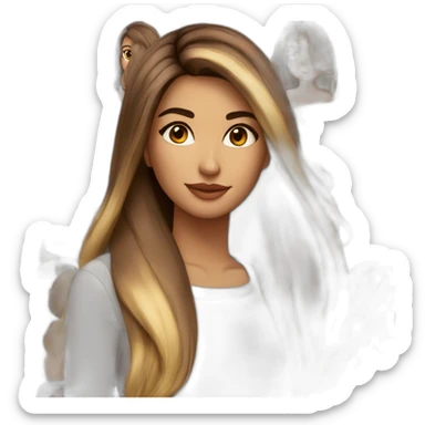 woman, 33 years, long straight hair with balayage,parted on the side, brown eyes sticker