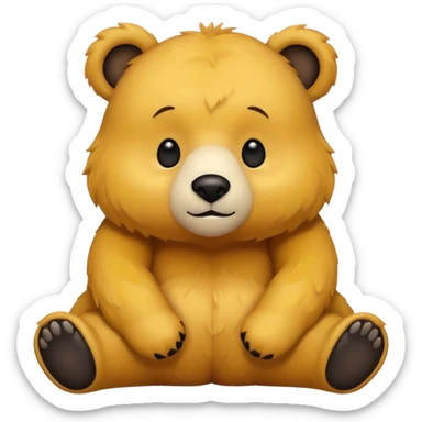 Yellow bear with black eyes sitting sticker