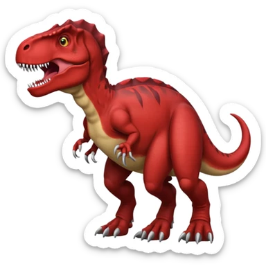 Tyrannosaurus rex with 2 horns on each side of its head 2 small arms 2 legs 1 tail and dark red sticker