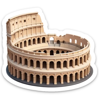 Cinematic Realistic Colosseum Landmark Emoji, depicted as the ancient Roman amphitheater rendered with dramatic architectural detail and dynamic lighting. sticker