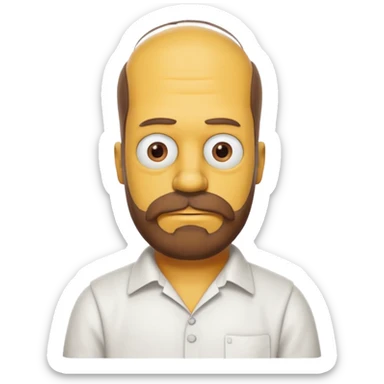homer simpson white shirt beard an mustache must be one single brown piece not separated sticker