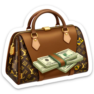 Louis Vuitton purse with dolars in the bag sticker