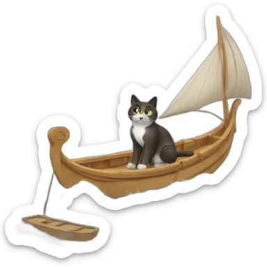 cat-on-greek-boat sticker