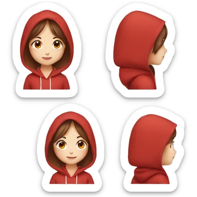 boy emoji red bang brown hair asian girl red hoodie sticker
