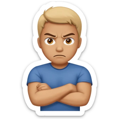 Angry face crossing arms sticker