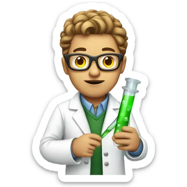 scientist holding a science tube sticker