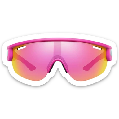 sporty pink shield visor sunglasses with bold thick frame, athletic design, reflective one-piece lens sticker