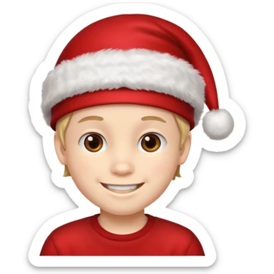 boy with red xmas hat sticker
