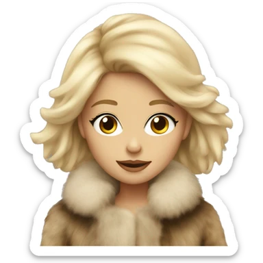blonde girl in fur sticker