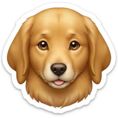 Cinematic Noble Golden Retriever Portrait Emoji, Poised and regal, with a strong, athletic build and a lustrous, well-groomed golden coat, deep-set soulful brown eyes, Simplified yet sharp and sophisticated features, highly detailed, glowing with a soft, dignified glow, high shine, intelligent and friendly, stylized with an air of warmth, focused and attentive, soft glowing outline, capturing the essence of a watchful and confident companion, so majestic it feels as though it could bound out of the screen with effortless authority! sticker