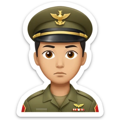 serious asian photorealistic soldier sticker