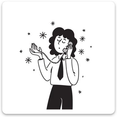 Business person with telephone and snowflakes around, representing a cold call sticker