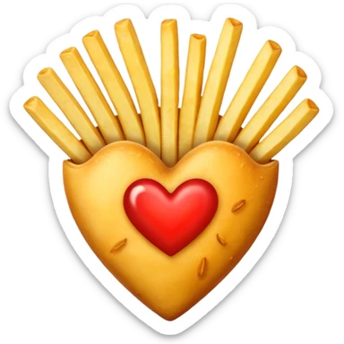 French fries in heart shape sticker