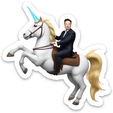 elon musk riding a farting unicorn sticker