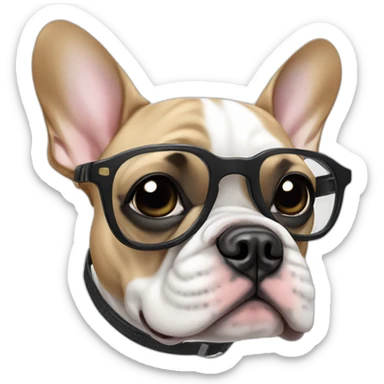 white FRENCH BULLDOG with fashion glasses sticker