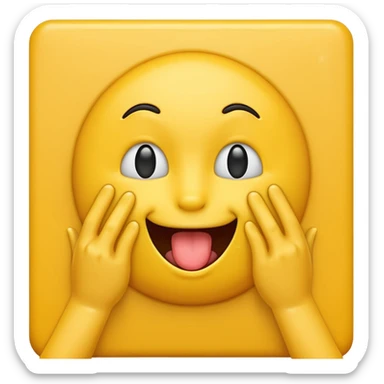A licking emoji with hands. Imagine there’s a wall at the side and the emoji is licking it while holding it with it’s hands sticker