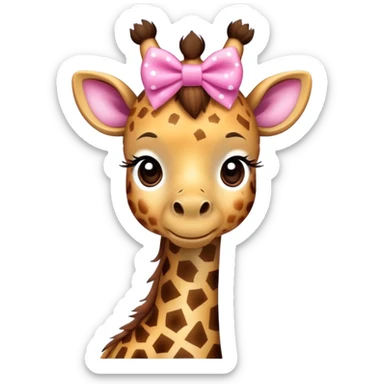 Cute giraffe with a pink bow sticker