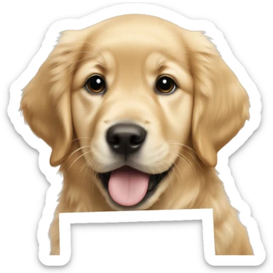 Golden retriever puppy with a protest sign  sticker