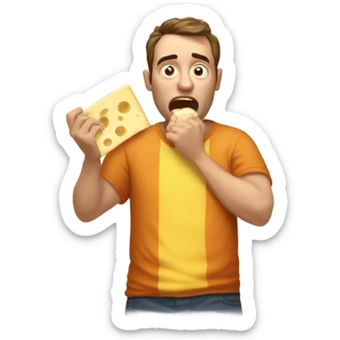 Guy overdosing on cheese sticker