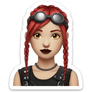 Punk gothic girl red hair sticker