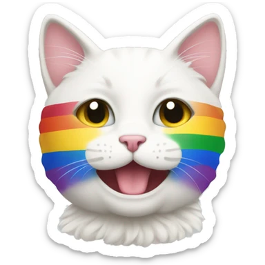 White cat lgbt+ flag  sticker