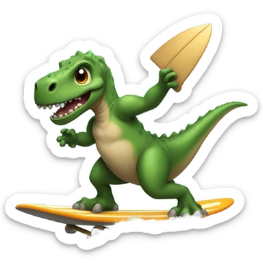 Dino surfing sticker