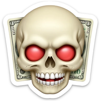 Money White Skull Emoji and Tongue Face sticker