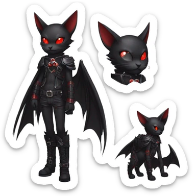 cool edgy black punk red ethereal fantasy nargacuga-bat-cat-Fakemon collar harness full body sticker