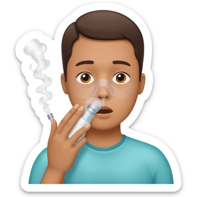 Create a person breathing through asthma sticker