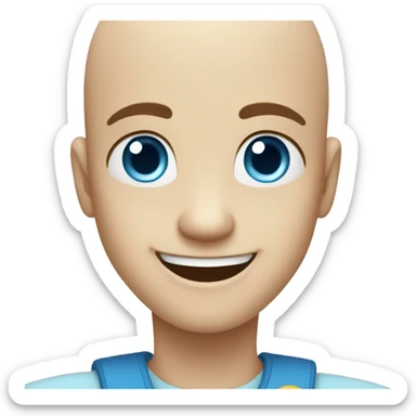 happy bald boy blue-eyed giving thumbs-up sticker