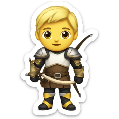 archer with yellow and white armor and black boots  without helmet and blond hair  sticker