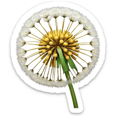 a hyperrealistic dandelion flower with many blow-seeds on it sticker