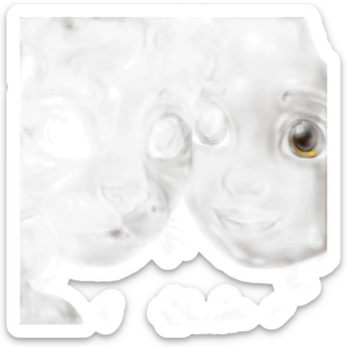 Girl (blue eyes and brown wavy hair) cuddling with cat sticker