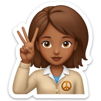 Girl holding up a peace sign  sticker
